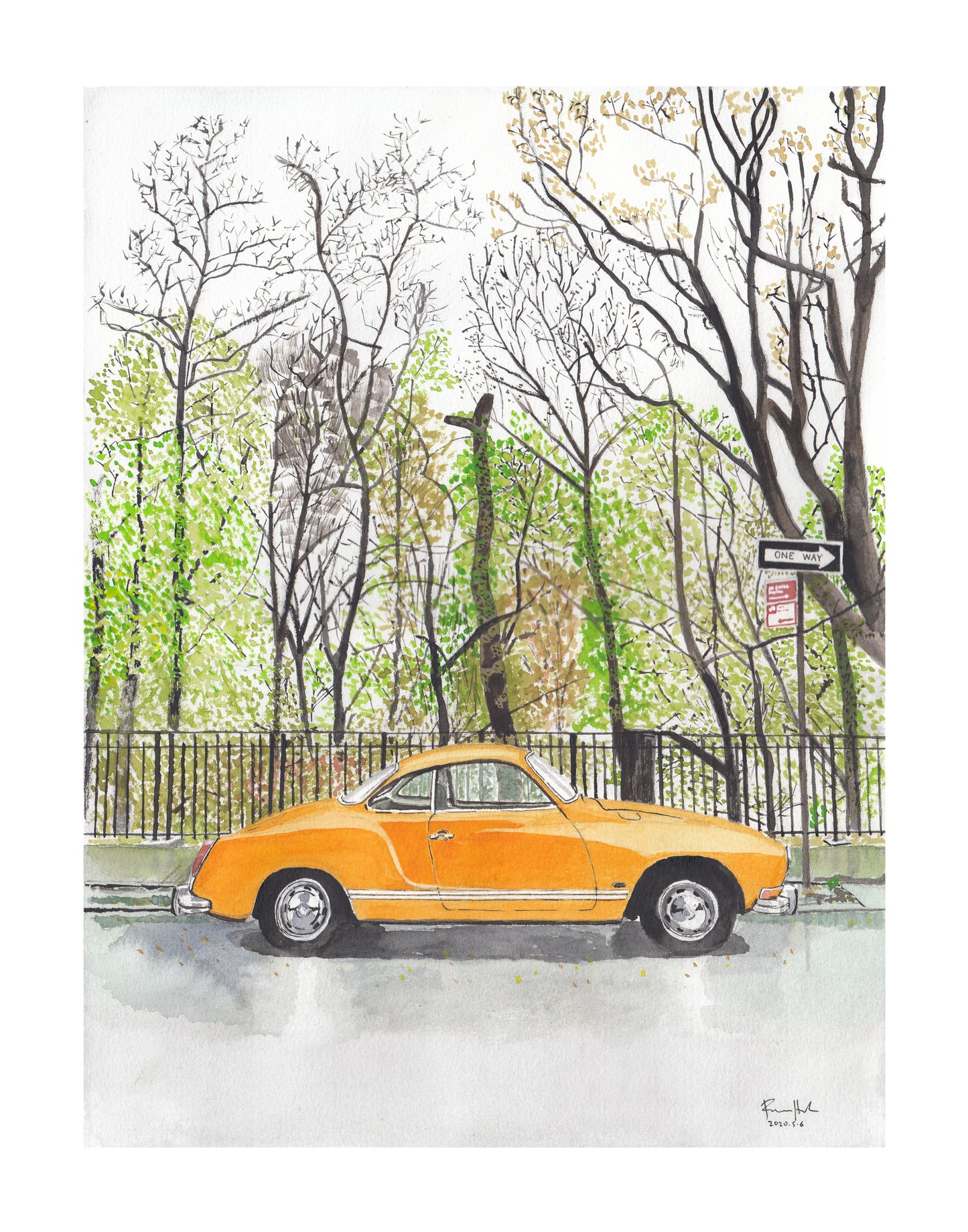 Volkswagen Karmann Ghia, Classic Car, Painting