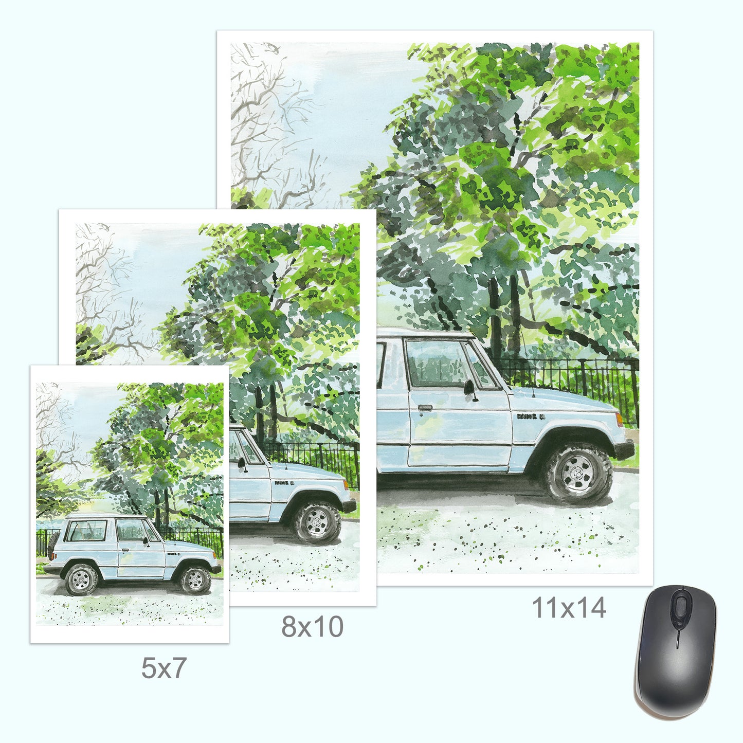 Dodge Raider Painting, Classic Car, Street Scene