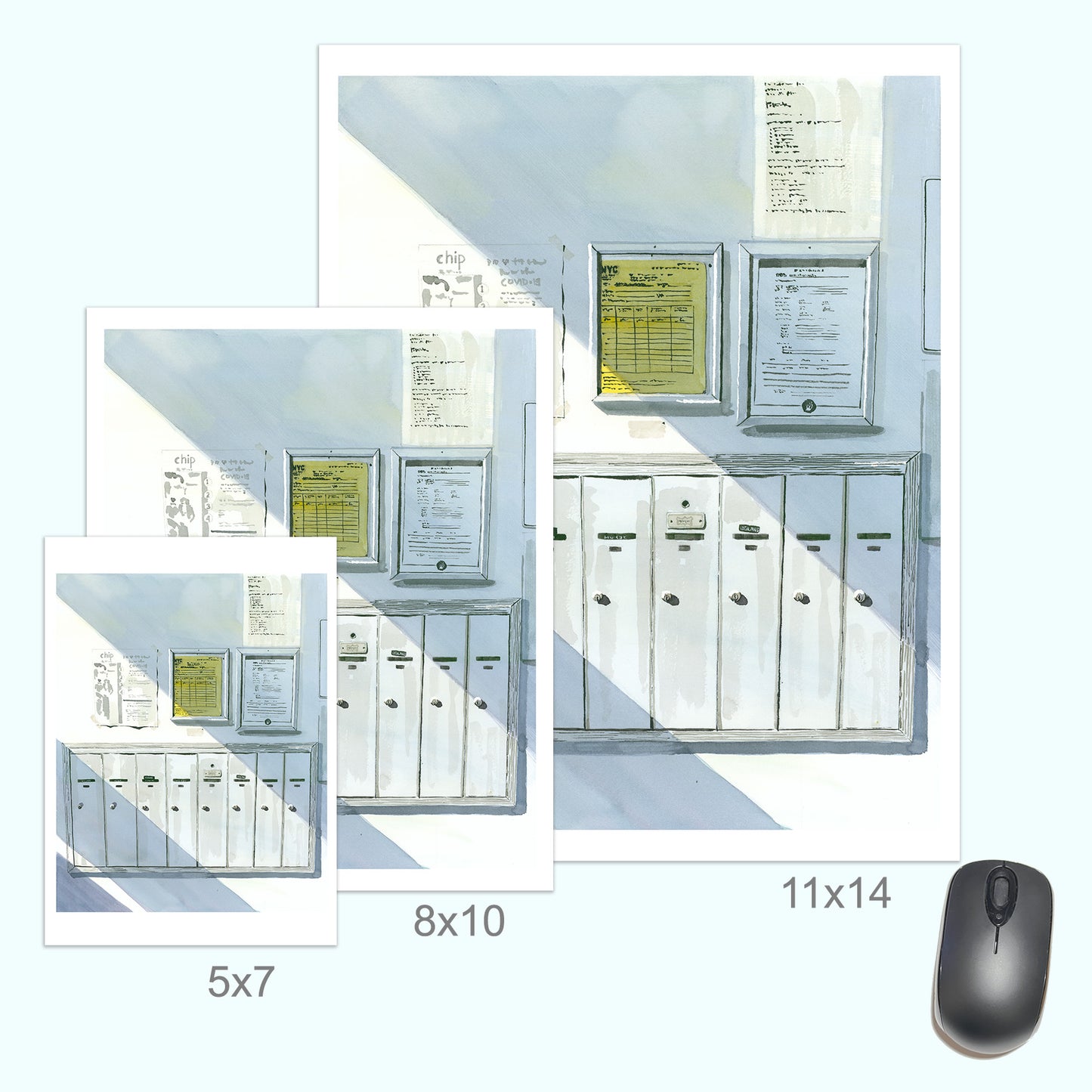 Apartment Mailboxes, Watercolor
