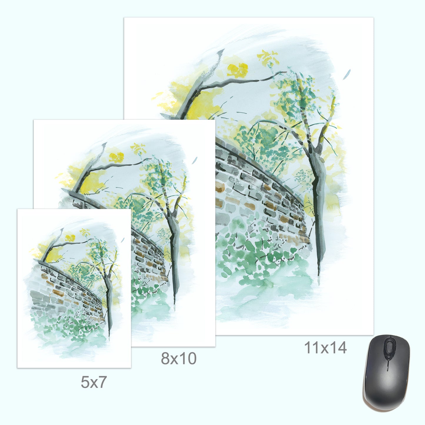 Fort Tryon Cloisters Brick Wall Painting, Watercolor