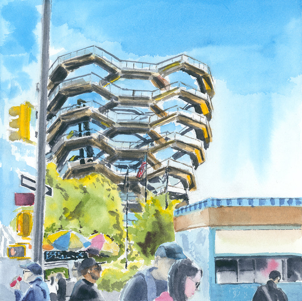 The Vessel, NYC, watercolor painting