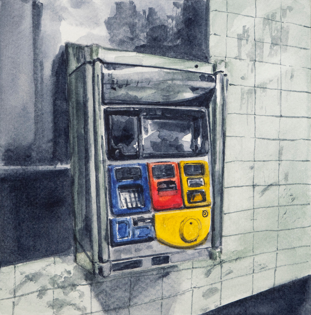MTA Machine, Study, NYC, watercolor painting