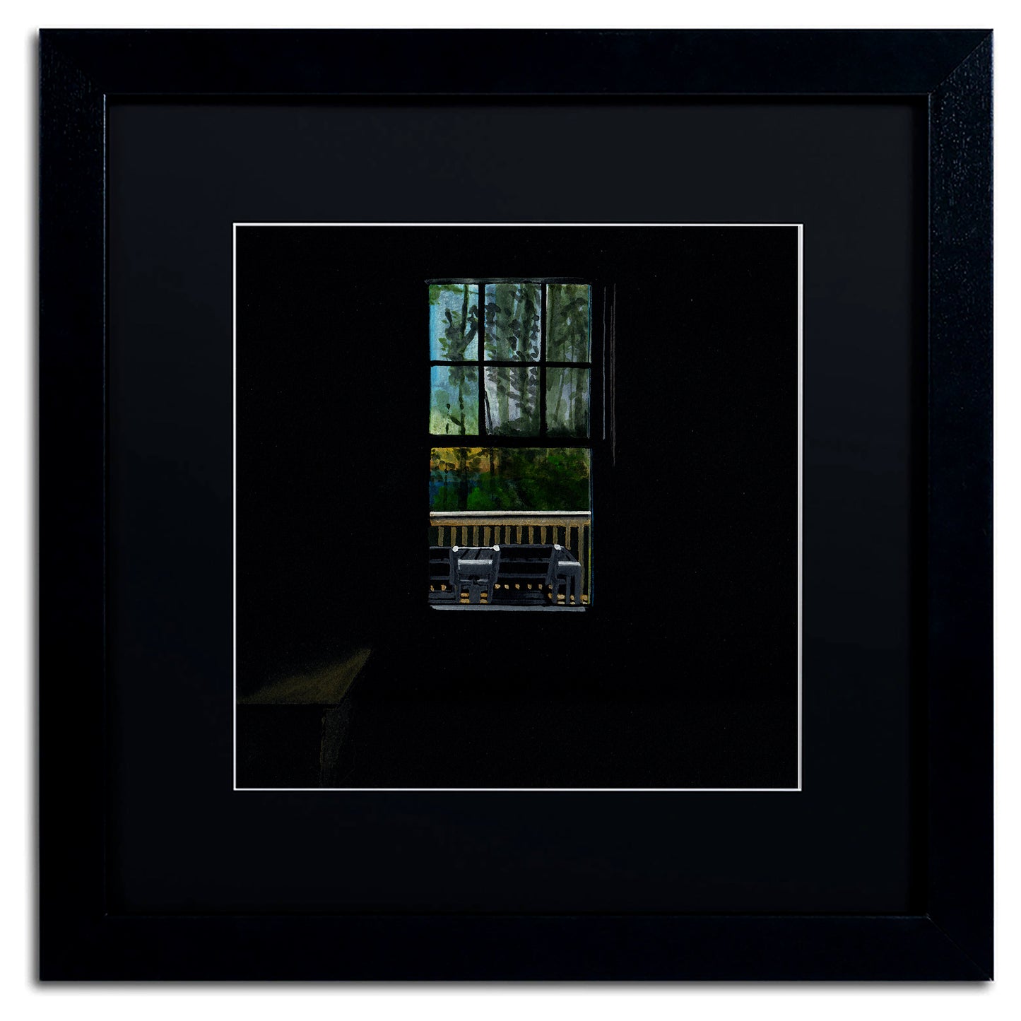 Let the Sun Come Streaming In, Gouache on Black Paper, Window Scene, Original Painting