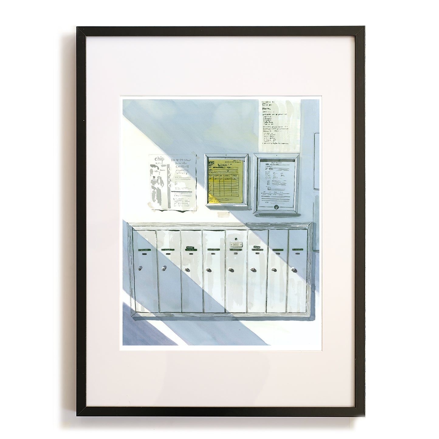 Apartment Mailboxes, Watercolor