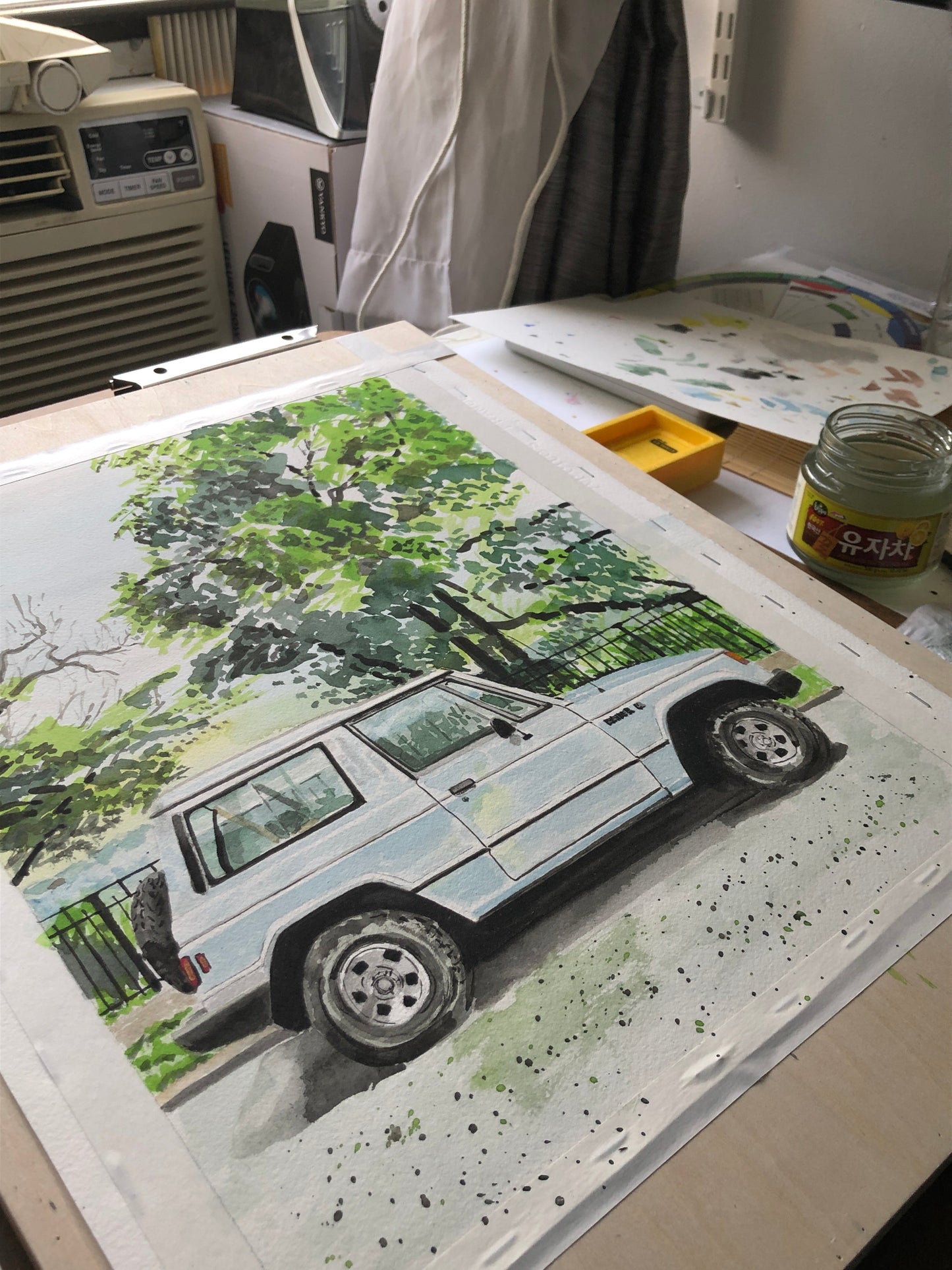 Dodge Raider Painting, Classic Car, Street Scene