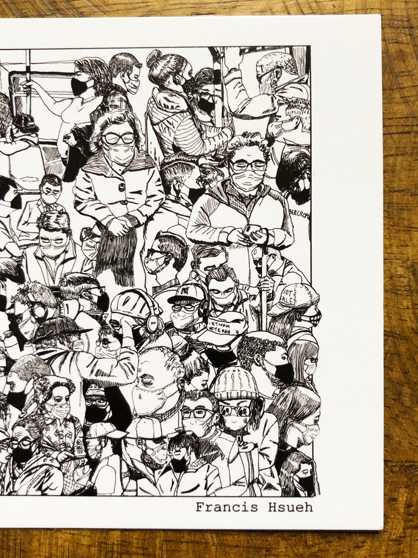 Postcard-Subway Commuters Wearing Masks