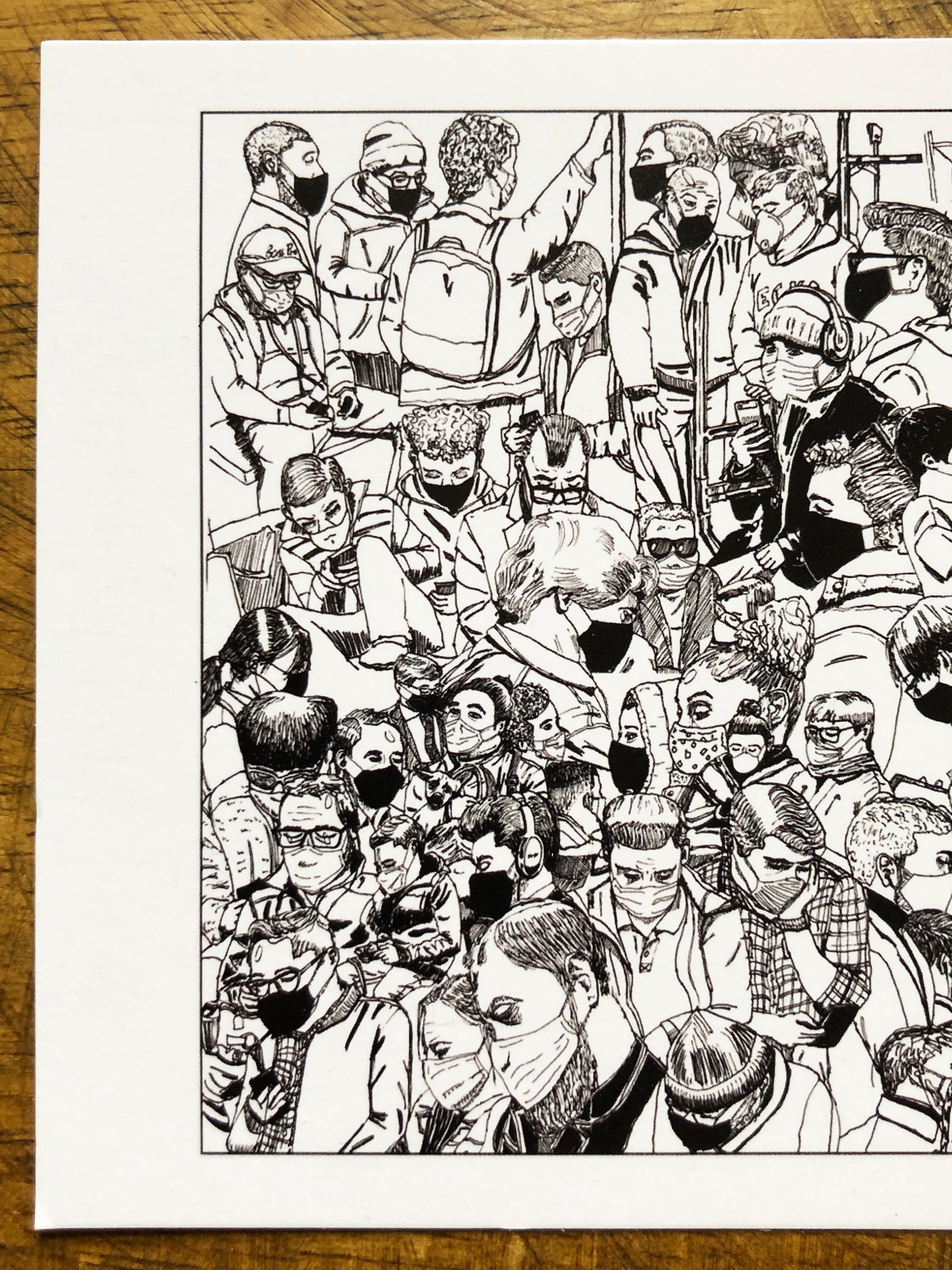 Postcard-Subway Commuters Wearing Masks