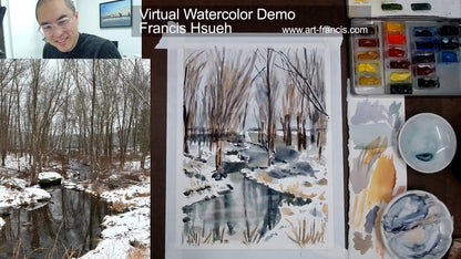 Edge of Smallwood Lake, Upstate New York, watercolor painting