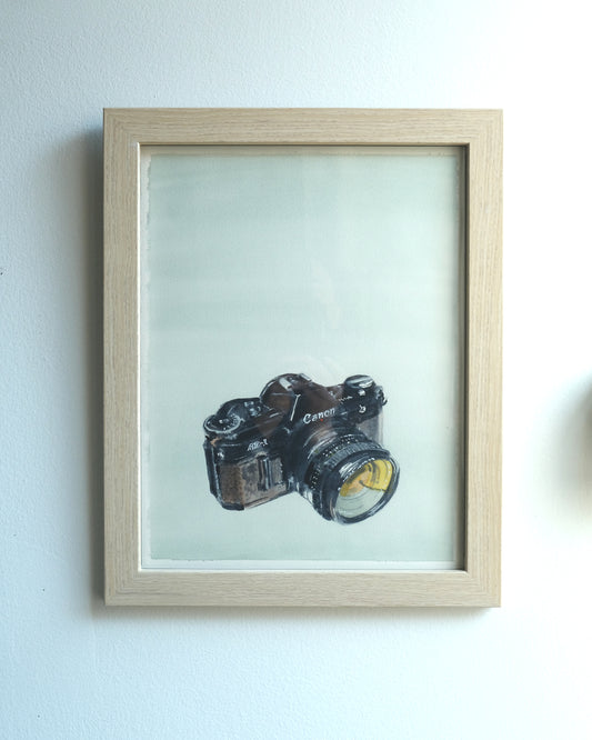 Canon AE-1 Camera, Watercolor Painting