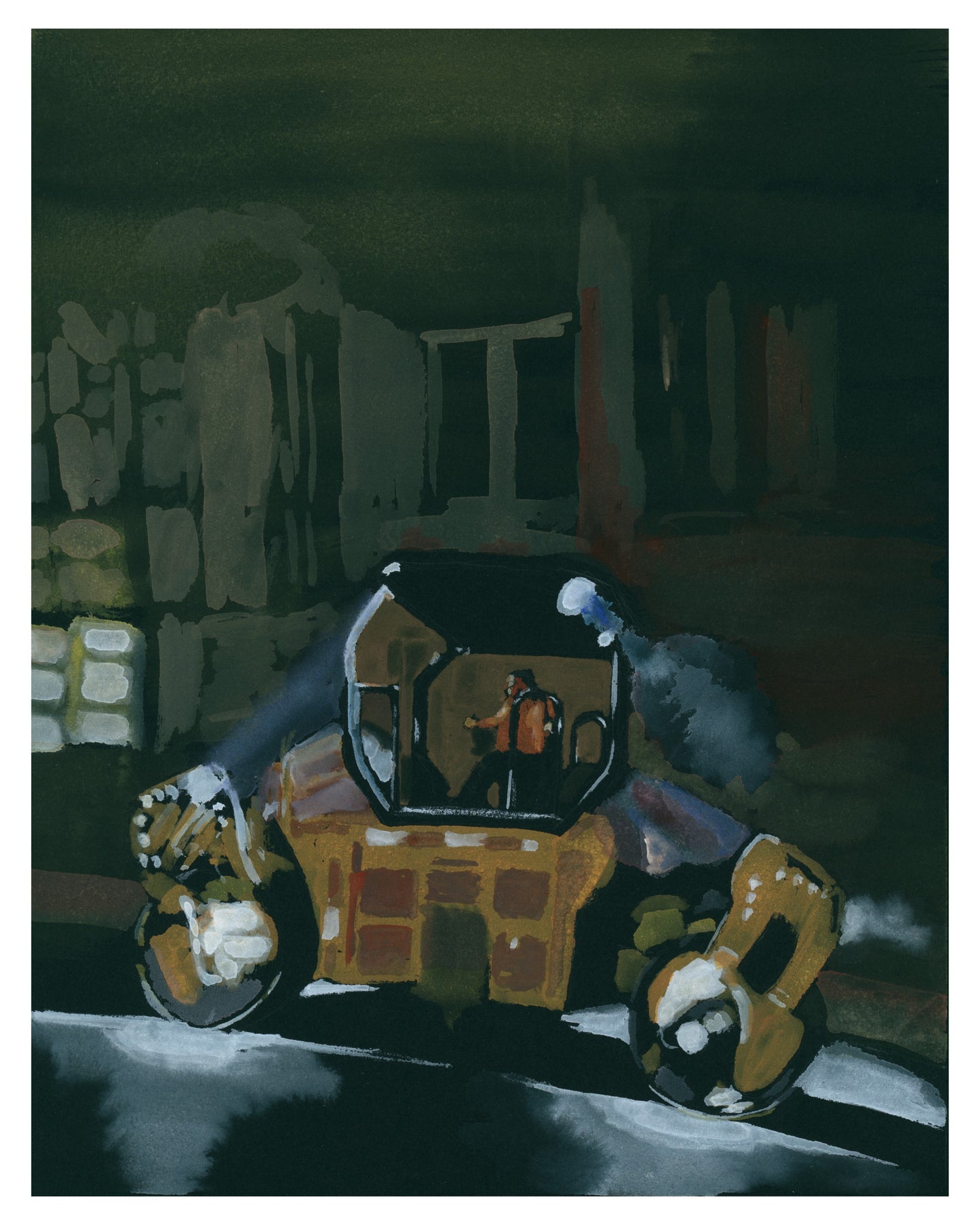 Caterpillar Asphalt Compactor, Washington Heights, Painting