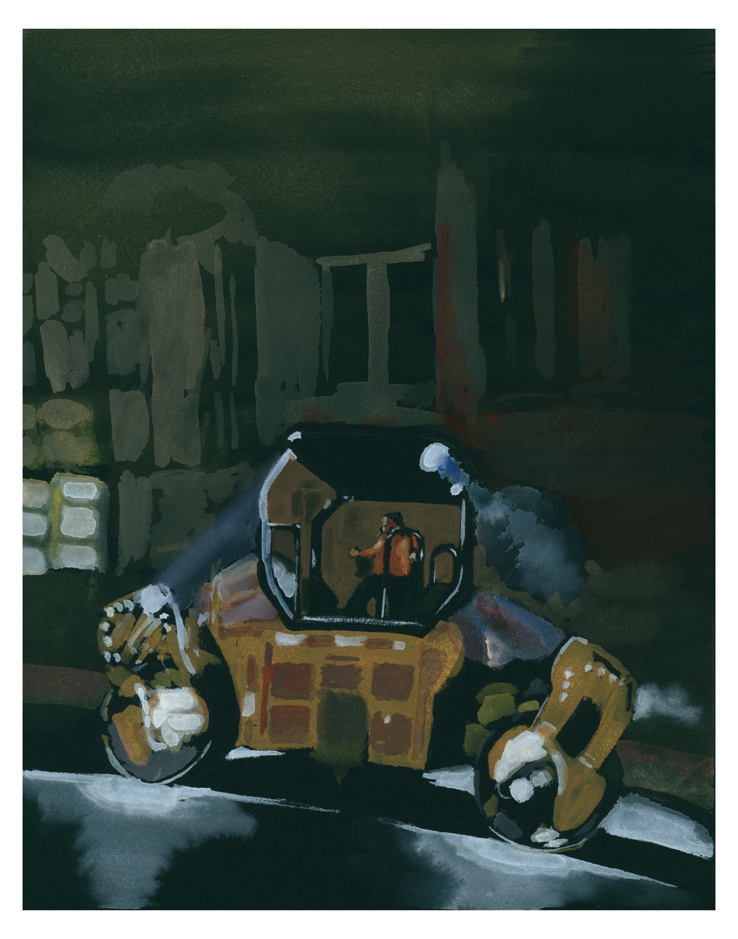 Caterpillar Asphalt Compactor, Washington Heights, Painting