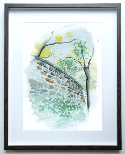 Fort Tryon Cloisters Brick Wall Painting, Watercolor