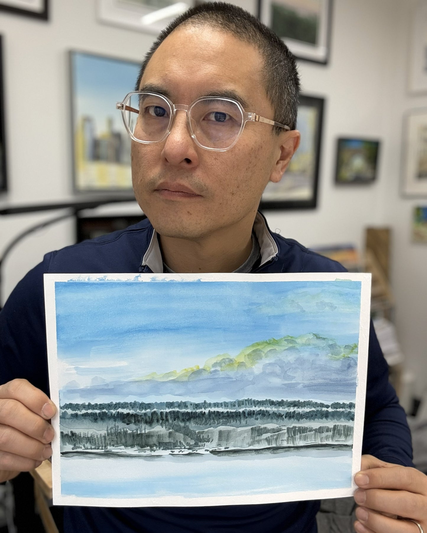 Snow On the Palisades, NYC, watercolor painting