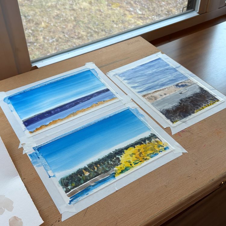 Purple Palisades, NYC, watercolor painting