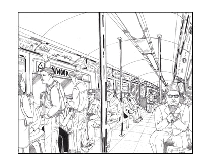 Subway Scene, Black and White Print