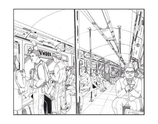 Subway Scene, Black and White Print