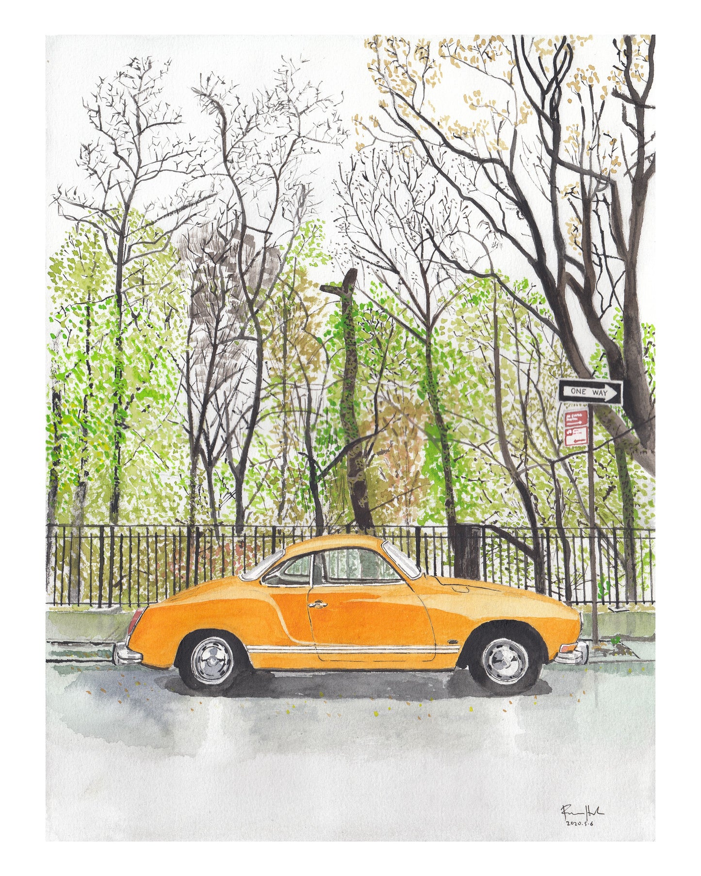 Volkswagen Karmann Ghia, Classic Car, Painting