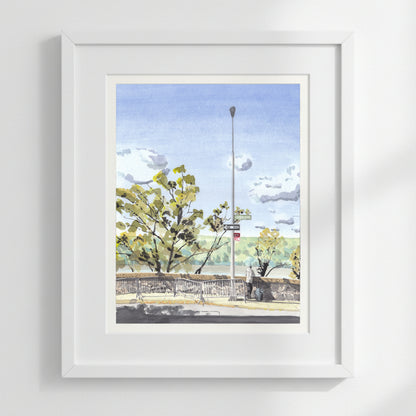 Man Staring at River from Chittenden Avenue