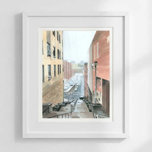 Looking Down the Stairs, Painting