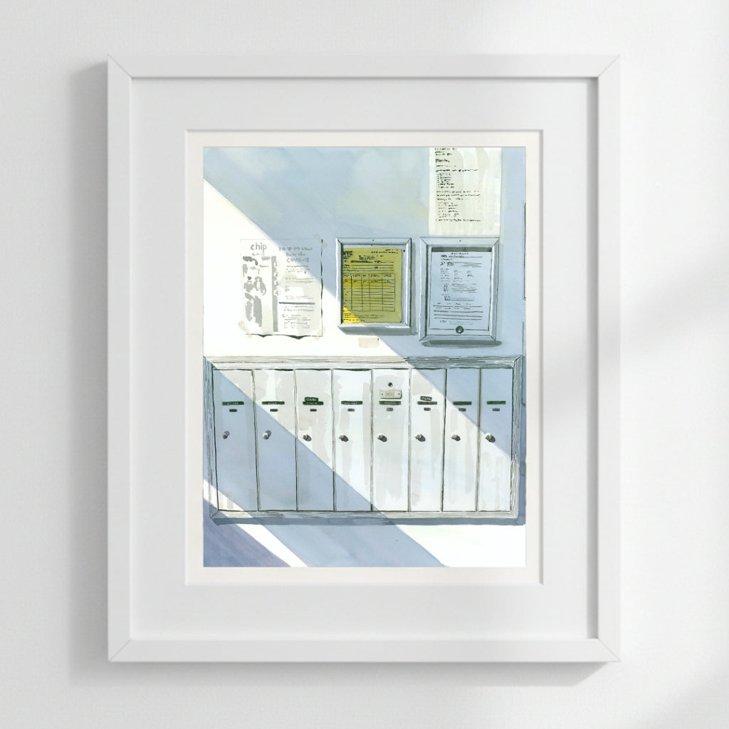 Apartment Mailboxes, Watercolor