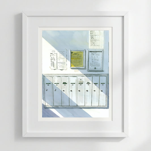 Apartment Mailboxes, Watercolor