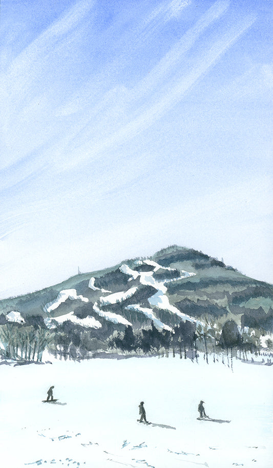 13 Views of Mount Hunter, Skiing, Snow, Watercolor