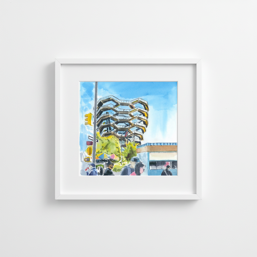 The Vessel, NYC, watercolor painting