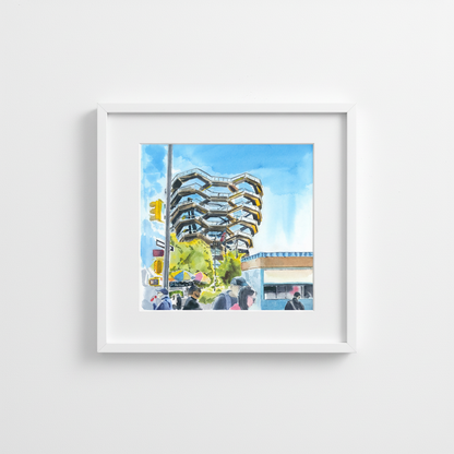 The Vessel, NYC, watercolor painting