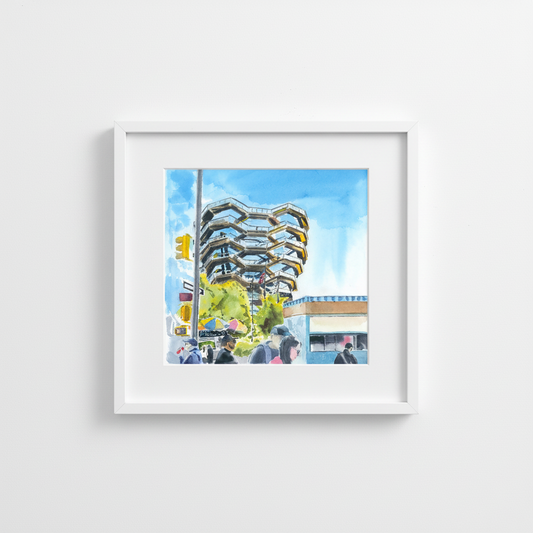 The Vessel, NYC, watercolor painting
