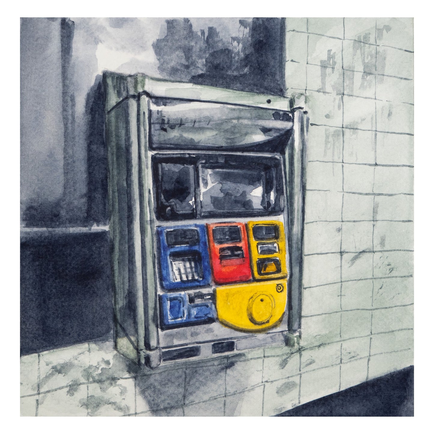 MTA Machine, Study, NYC, watercolor painting