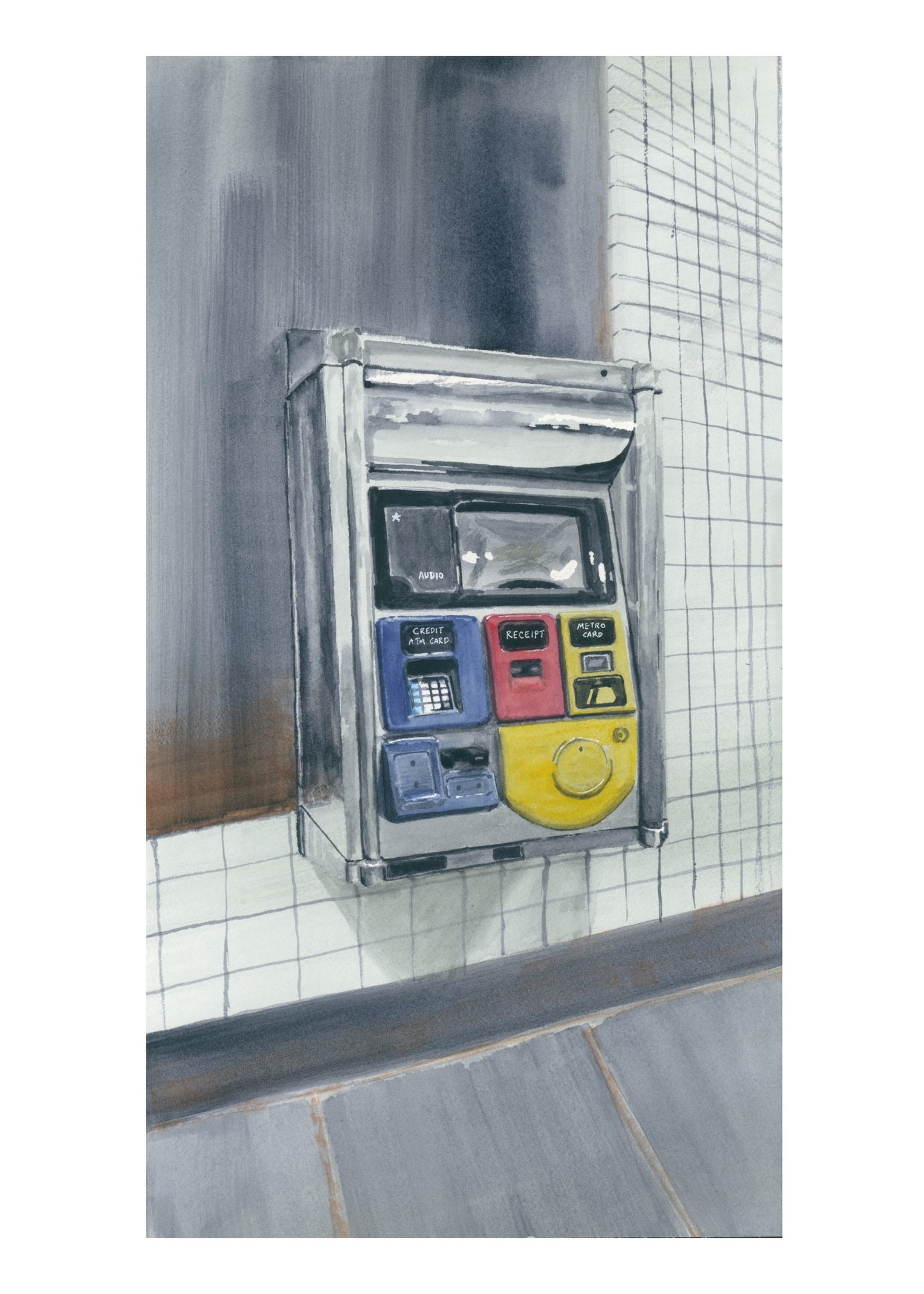 MTA MetroCard Express Machine, NYC, watercolor painting