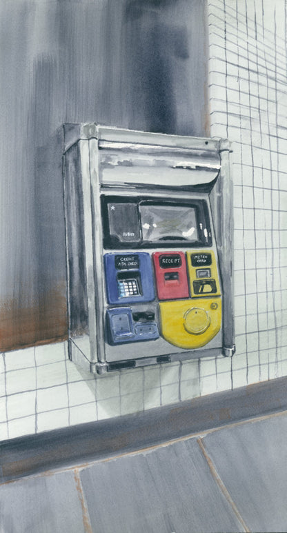 MTA MetroCard Express Machine, NYC, watercolor painting