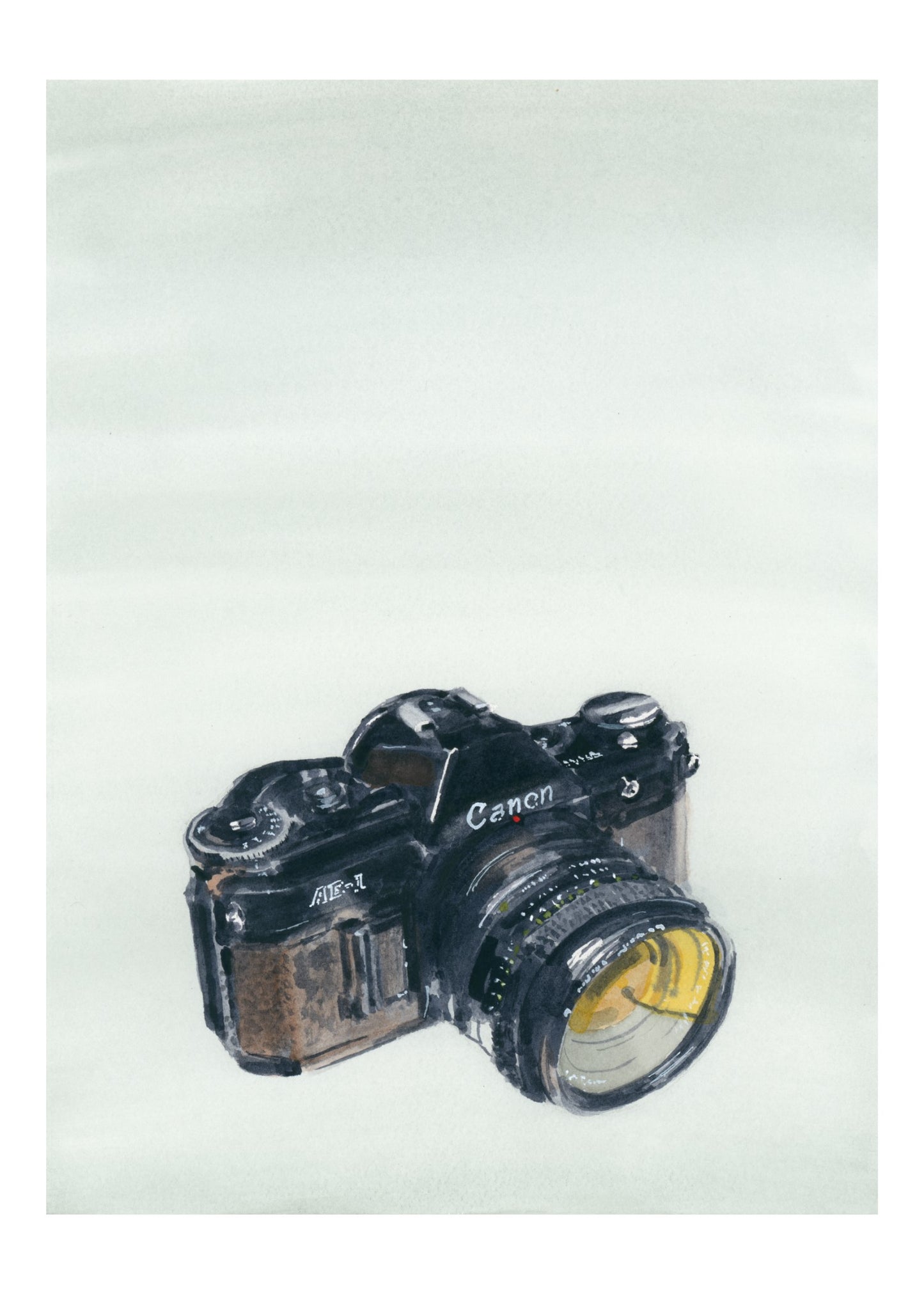 Canon AE-1 Camera, Watercolor Painting