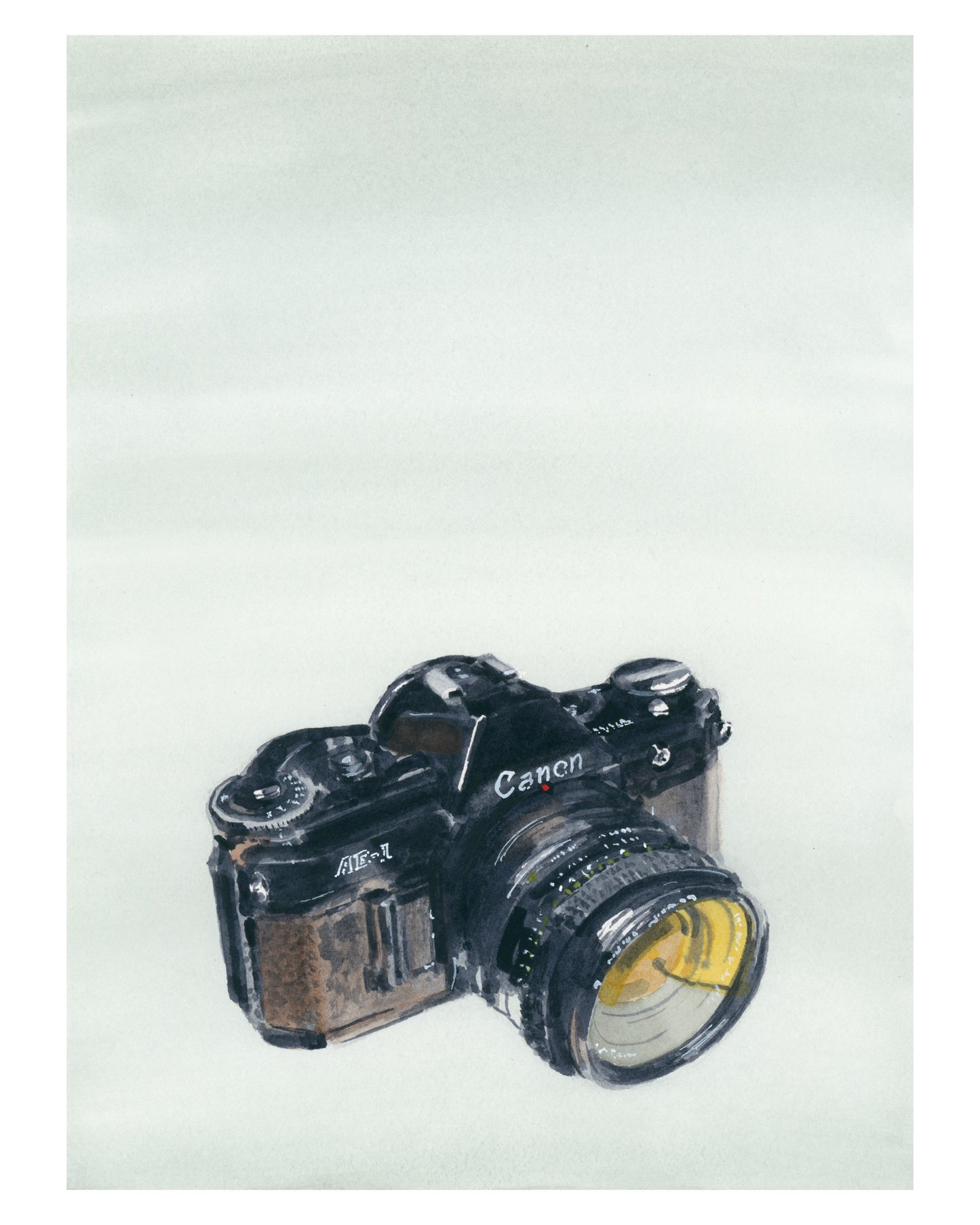 Canon AE-1 Camera, Watercolor Painting