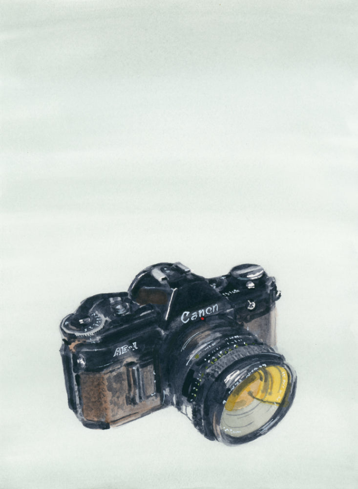 Canon AE-1 Camera, Watercolor Painting