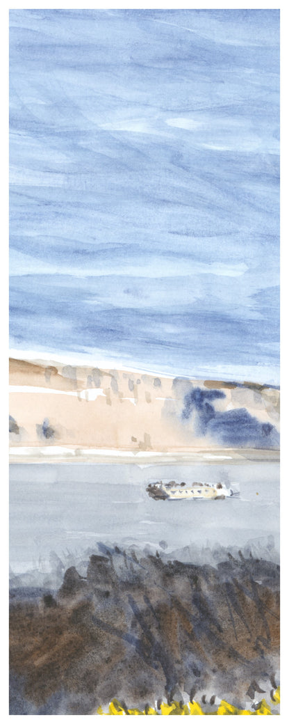 Ship On The Hudson, NYC, watercolor painting