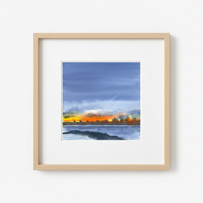 Sunset at the Cove, Grand Cayman, Seven Mile Beach, Watercolor