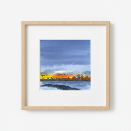 Sunset at the Cove, Grand Cayman, Seven Mile Beach, Watercolor