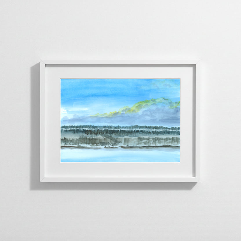 Snow On the Palisades, NYC, watercolor painting