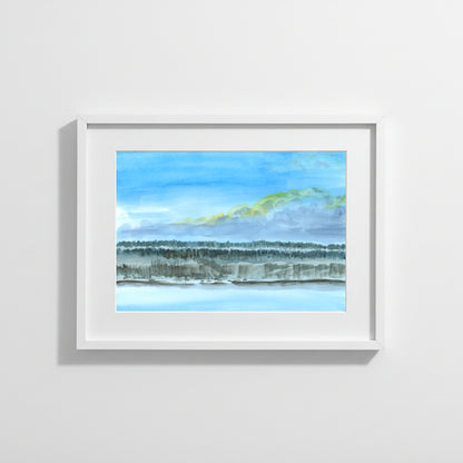 Snow On the Palisades, NYC, watercolor painting