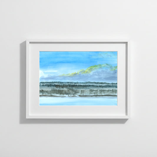 Snow On the Palisades, NYC, watercolor painting