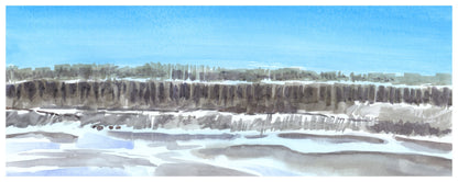Ice on the Hudson, NYC, watercolor painting