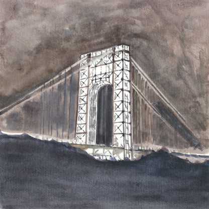 GWB All Lit Up, watercolor painting