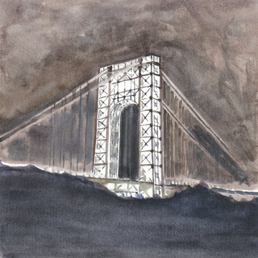 GWB All Lit Up, watercolor painting