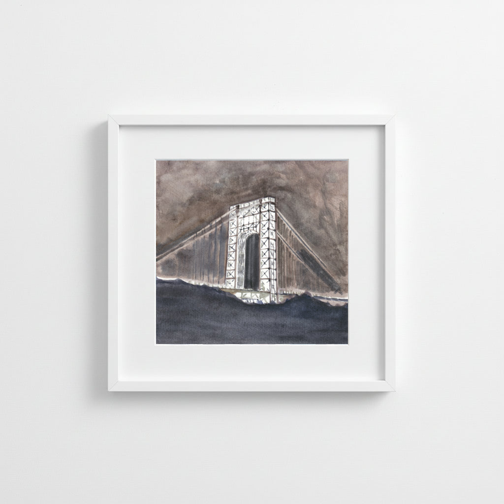 GWB All Lit Up, watercolor painting