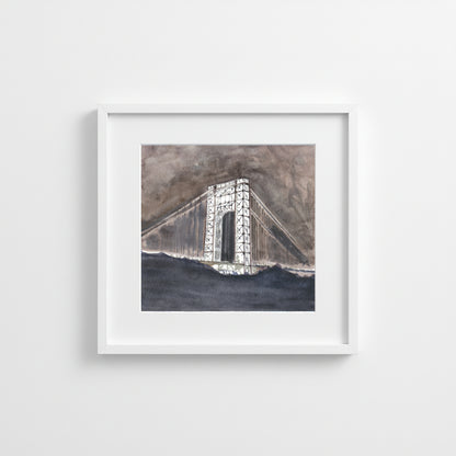 GWB All Lit Up, watercolor painting