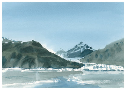 Marjerie Glacier, Alaskan Cruise, art print, watercolor