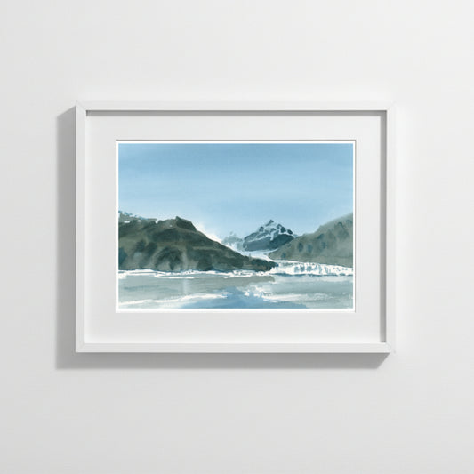 Marjerie Glacier, Alaskan Cruise, art print, watercolor