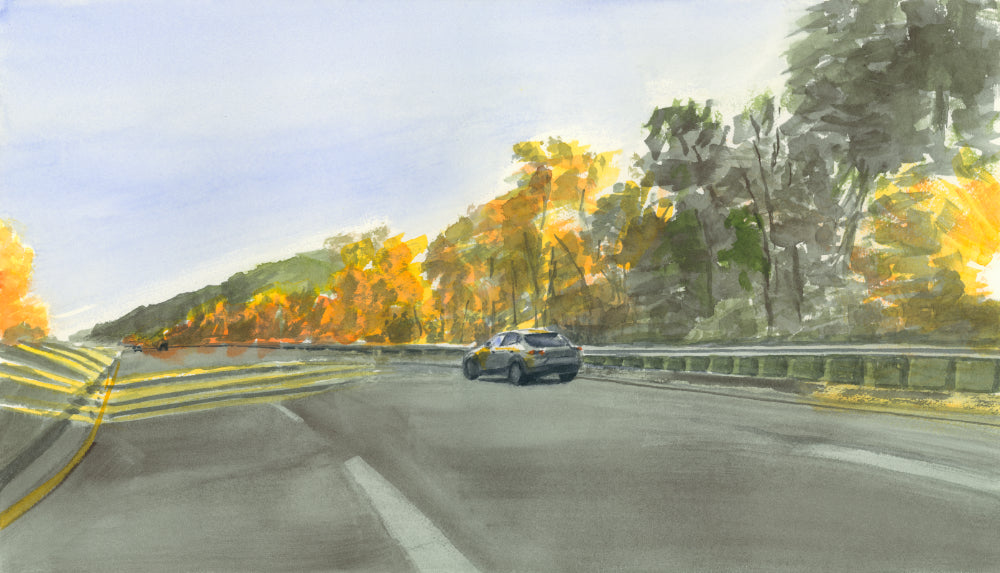 On the Way Home, Fall 2026, Autumn, Upstate New York, watercolor painting