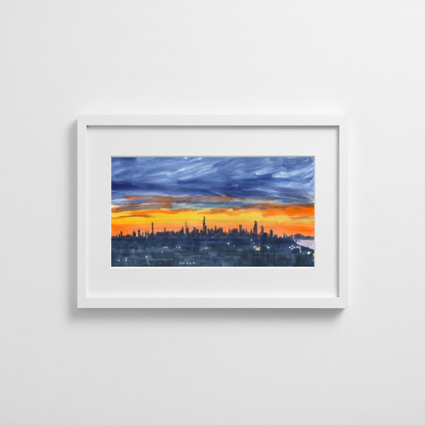 After the Storms, Downtown Skyline, From Uptown, Watercolor Painting
